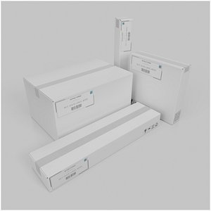 White Cardboard Box Shipping Pro Quad – Rigged and Customizable
