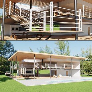 Contemporary Open Home in Nature - 3D Exterior Model model
