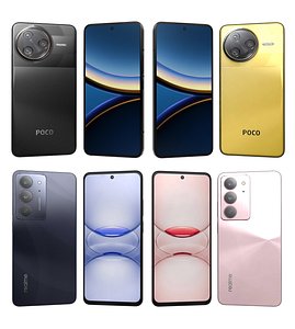 Xiaomi Poco F7 Ultra Black And Yellow And Realme C75x Blue And Pink model