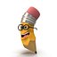 3d stylized cartoon pencil