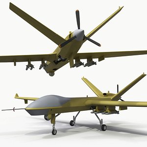 3D model Long Endurance Military UAV Aircraft Yellow Rigged for Cinema 4D