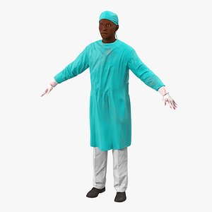 3d model male african american surgeon