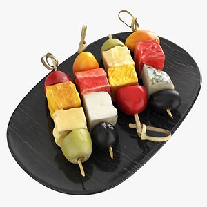 3D Assorted canapes on saucer