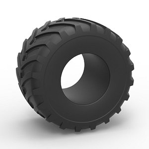 3D model Diecast Monster Jam tire 9 Scale 1 to 25