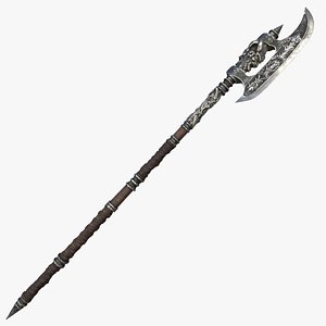 Fantasy Spear RPG Voulge Vouge Couteau De Breche Pole Axe Poleax Pollaxe Polax Pike Partisan Sparth 3D model