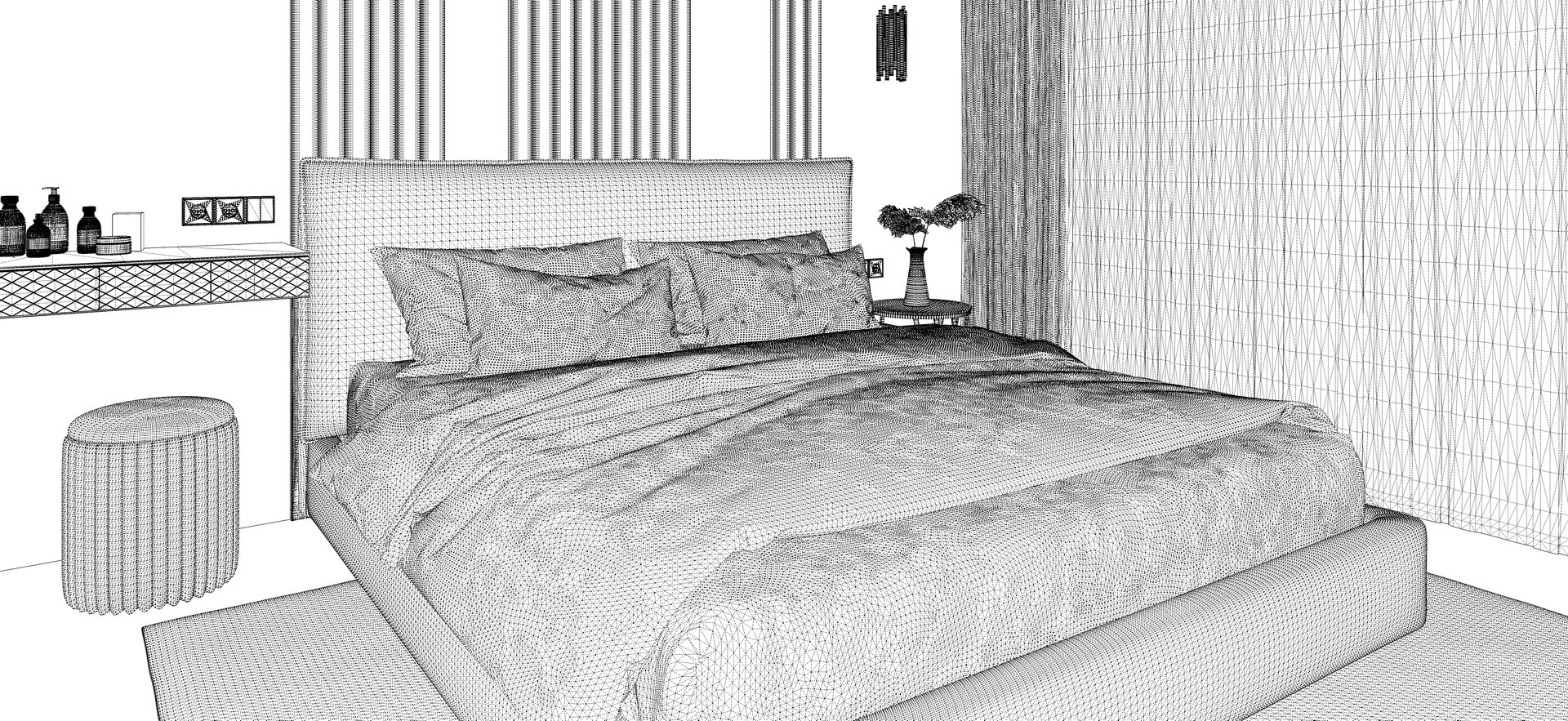 3D Great Bedroom With Wardrobe - TurboSquid 1915132