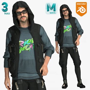 Realistic Man Character Rigged 3D Model