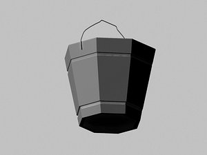 3d model wood bucket
