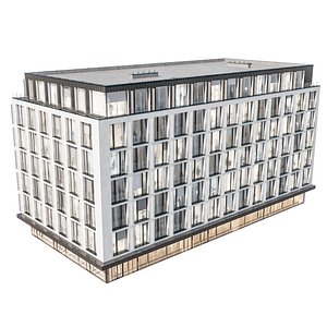 3D Modern residential building 05 at night model