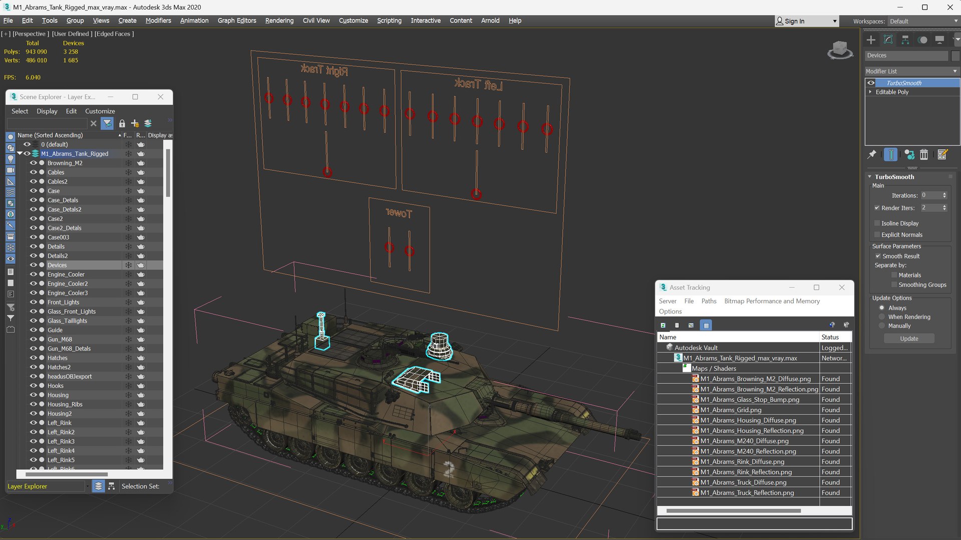 3D Model M1 Abrams Tank Rigged - TurboSquid 2387382