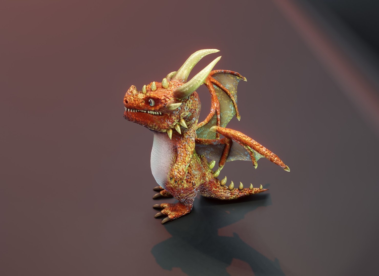 3D Cartoon Copper Dragon Low-poly 3D Model - TurboSquid 2192888