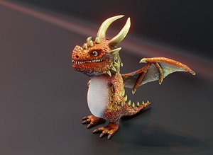 3D Cartoon Copper Dragon Low-poly 3D Model