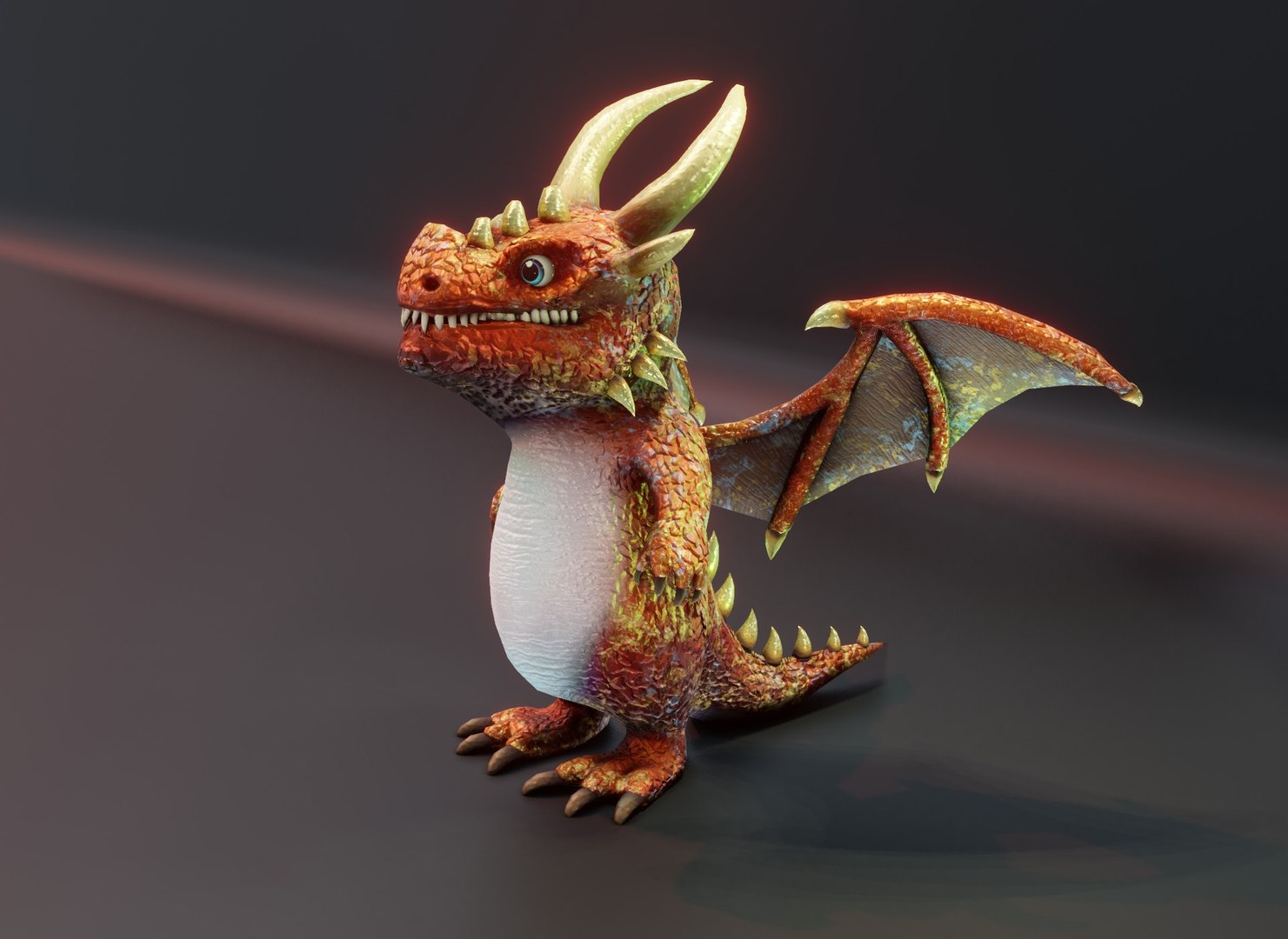 3D Cartoon Copper Dragon Low-poly 3D Model - TurboSquid 2192888
