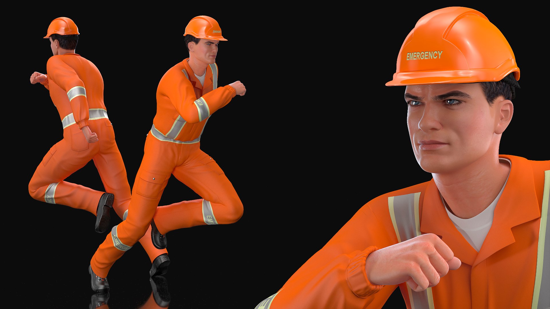 Rescuer Running Pose 3D model preview