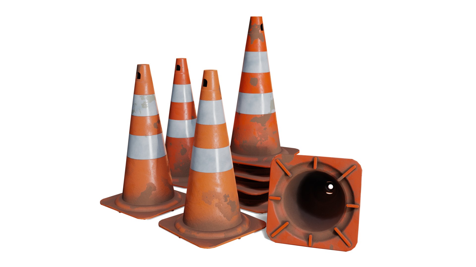 4 Worn Traffic Cones - Weathered - Optimized - Game Ready Low-poly - 4k 3D model https://p.turbosquid.com/ts-thumb/Pn/u3l4w5/5C/trafficcone_05/png/1731082267/1920x1080/fit_q87/c1798ae167b8f1938865c7d5dce6c01783d7fa5a/trafficcone_05.jpg