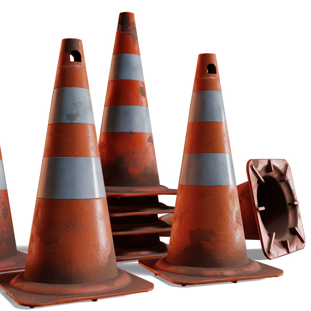 4 Worn Traffic Cones - Weathered - Optimized - Game Ready Low-poly - 4k 3D model https://p.turbosquid.com/ts-thumb/Pn/u3l4w5/XT/trafficcone_07/png/1731082268/1920x1080/fit_q87/2a86f48c430bffe93e2a477c2b1e69d89cf17121/trafficcone_07.jpg