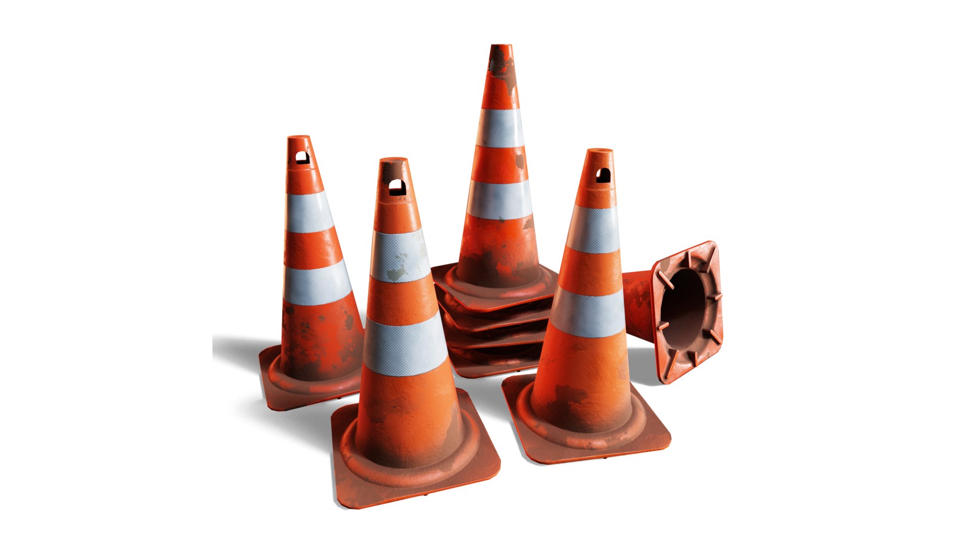 4 Worn Traffic Cones - Weathered - Optimized - Game Ready Low-poly - 4k 3D model https://p.turbosquid.com/ts-thumb/Pn/u3l4w5/uZ/trafficcone_000/png/1731082346/1920x1080/fit_q87/293698351231b7c5843ca56c2ebd43c7c836e63f/trafficcone_000.jpg