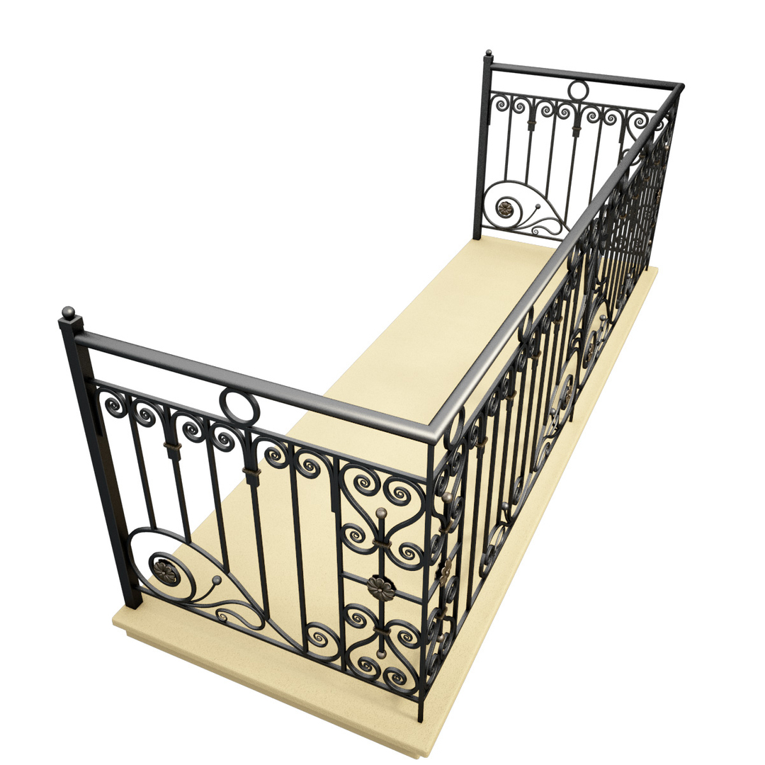 wrought iron balcony 3d max