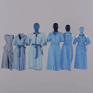 Blue Linen Outfit 3D model