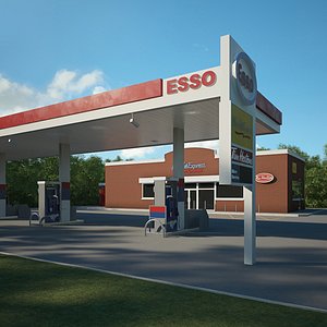 3D model esso gas station
