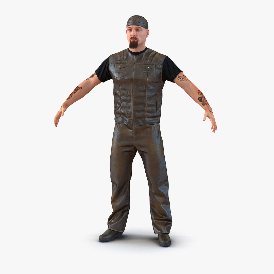 Biker Man with Fur Generic 2 3D Model 3D model preview