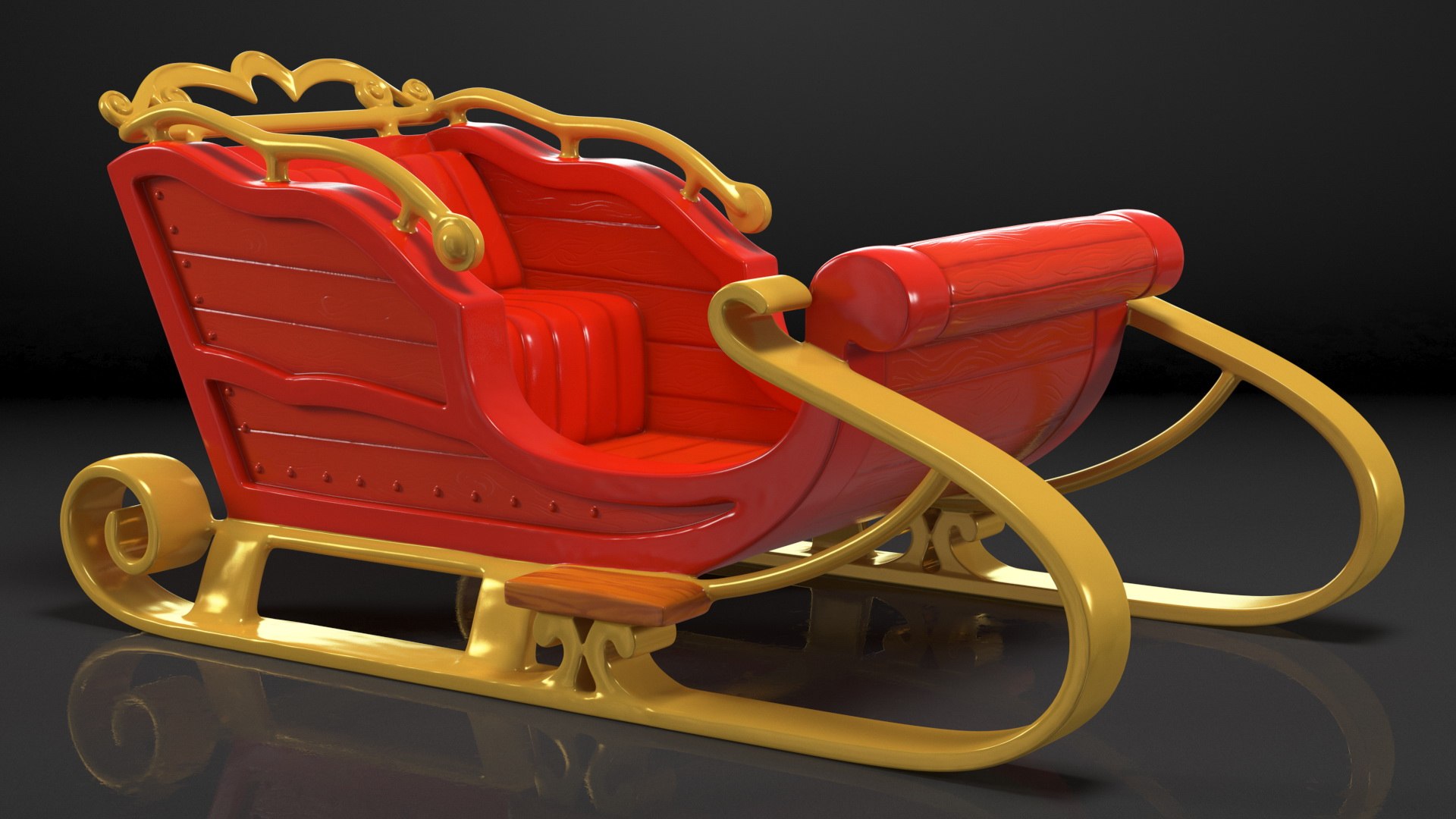 Christmas Decor Santa Sleigh Red 3D - TurboSquid 1820860