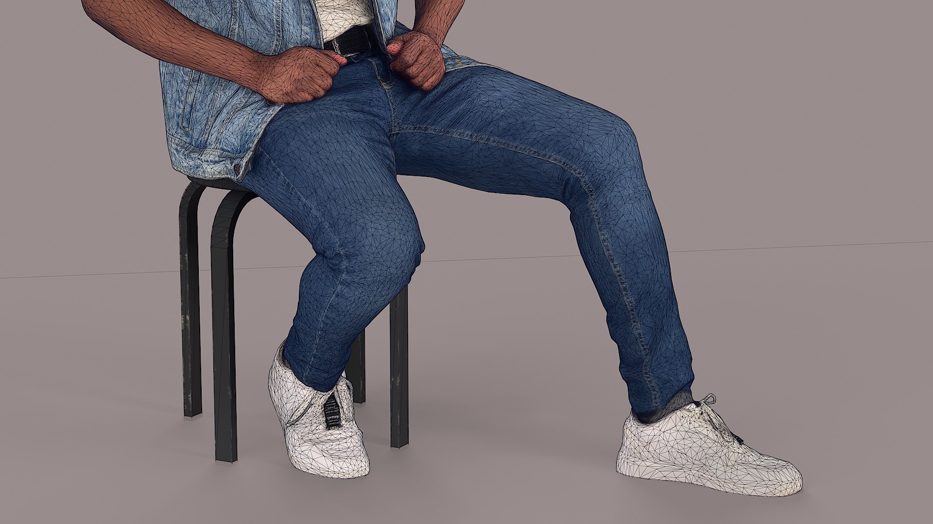 3D Sitting Man Bandana Clad Denim Rebel Model TurboSquid 2083052