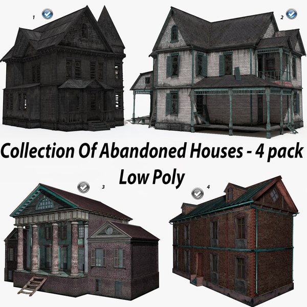 pack 4 abandoned house 3D model