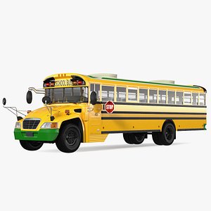 3D Electric Blue Bird Vision School Bus