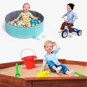 Toddler Baby with Children Accessories Collection 2 3D