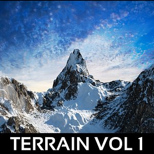 3d model of mountain terrain snowy