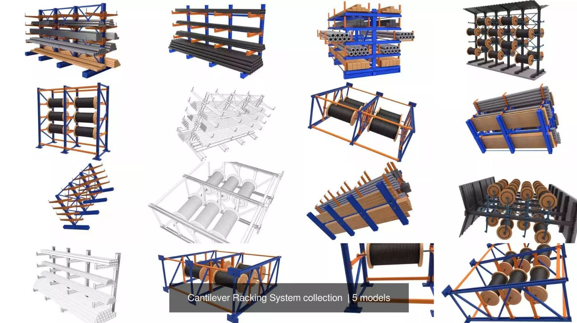3D Cantilever Racking System Collection Model - TurboSquid 2507750