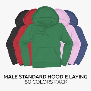 3D Male Standard Hoodie Laying 50 Colors Pack model