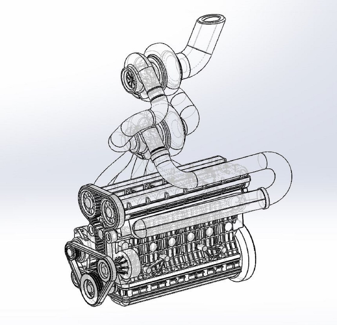 3D Diecast Twin Turbo Straight-six Engine Version 3 Scale 1 To 25 Model ...