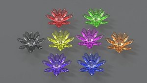 Glass Flower Showpiece Collection 3D