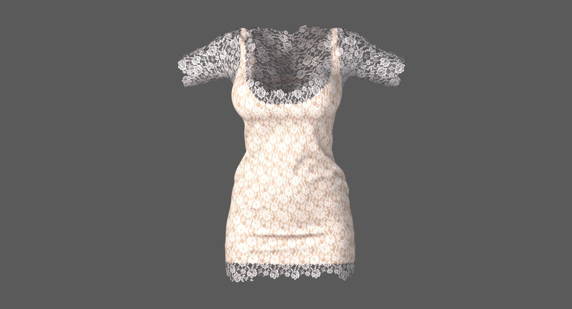 3D Short Lace Female Dress - TurboSquid 2054949