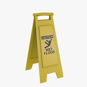 wet floor sign 3d 3ds