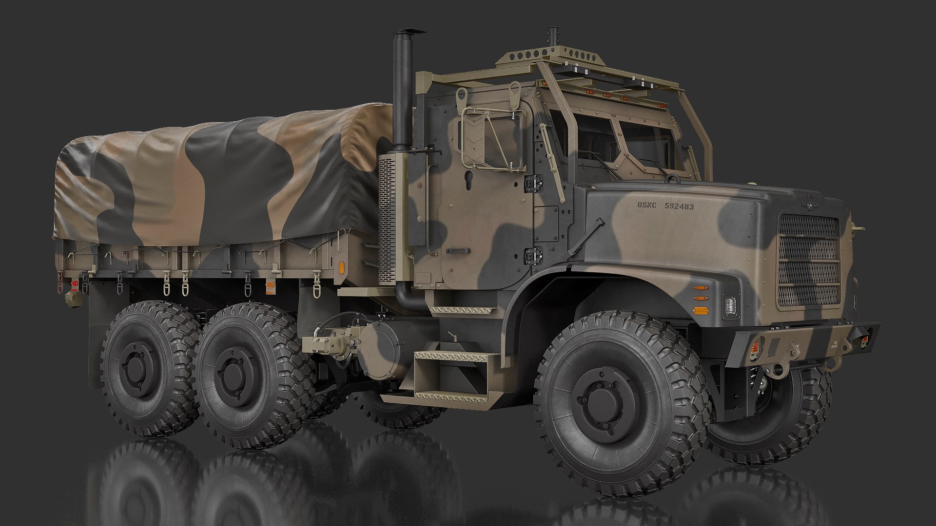 OshKosh MTVR MK23 with Tent Sand Camo 3D model preview