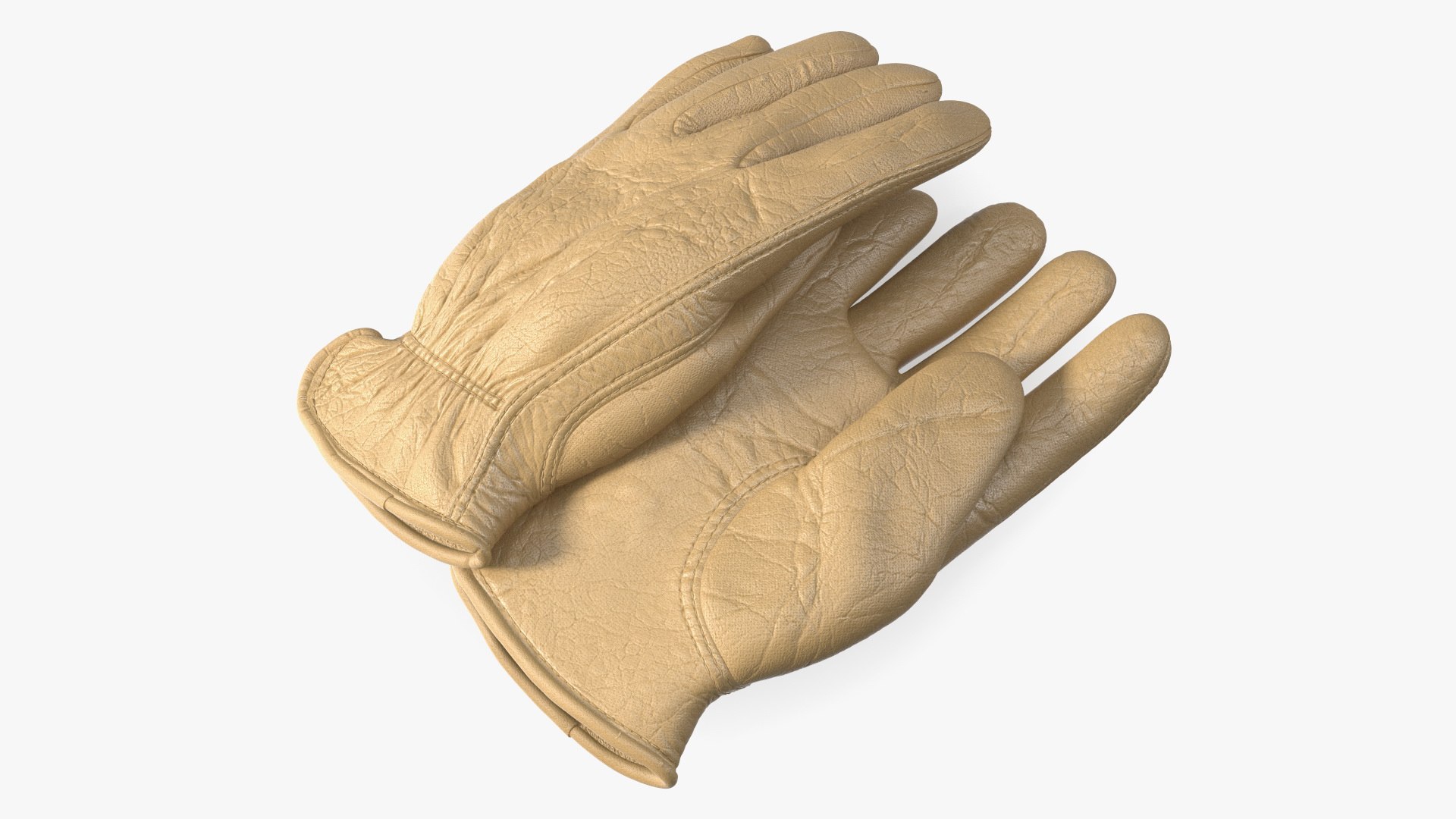 Mens Leather Work Gloves 3D model preview