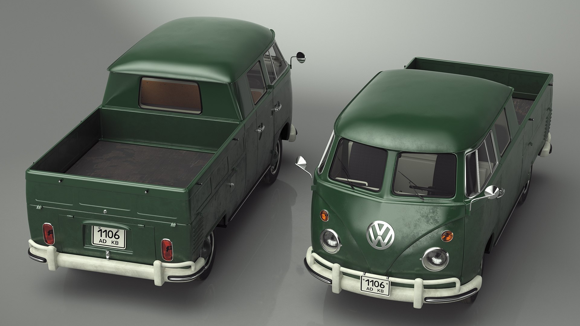 3D Vintage Volkswagen Type 2 Pickup Model - TurboSquid 2267492