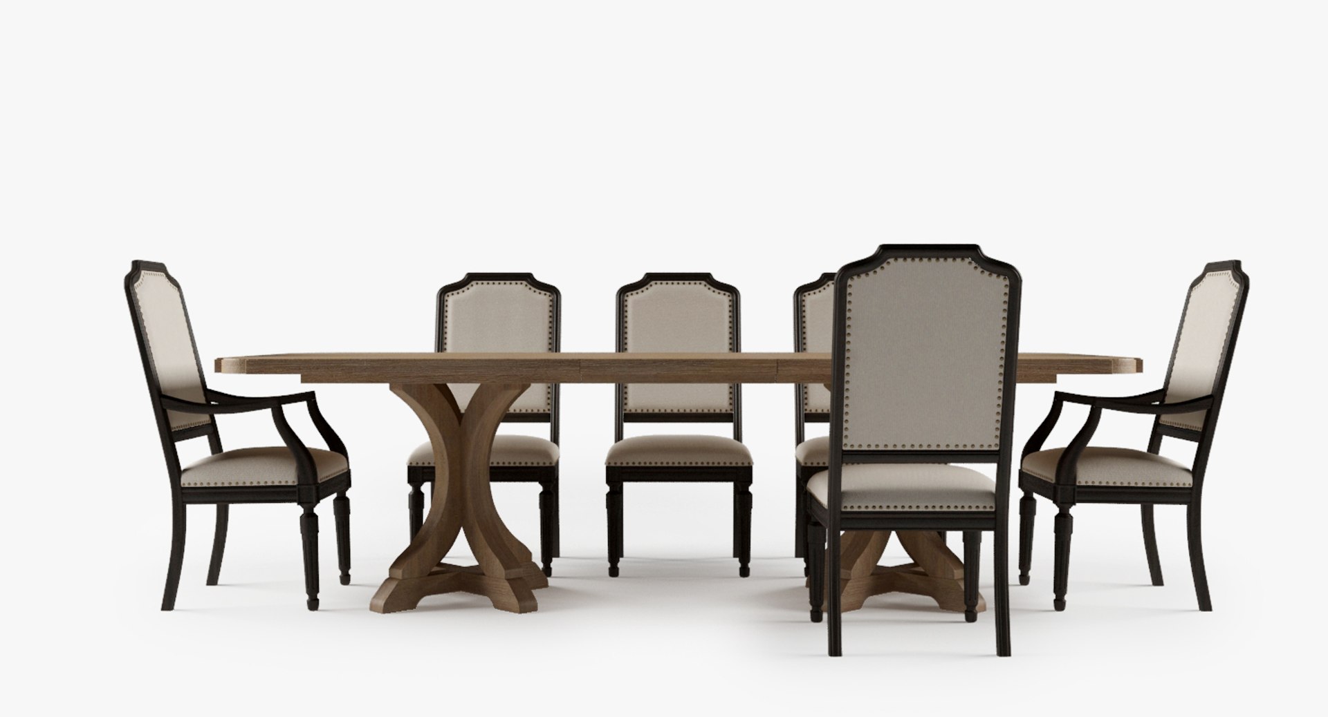 3d Corsica Rectangle Pedestal Dining Table Model