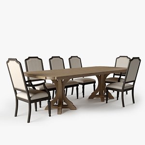 3d corsica rectangle pedestal dining table model
