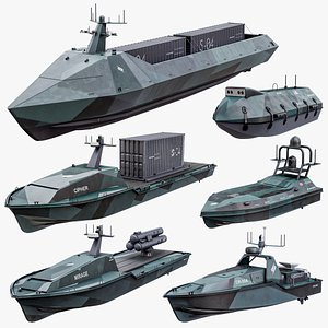 Saronic X6 Robot Ships With Skins - Robotic Unmanned Autonomous Surface Vessels ASV USV PBR