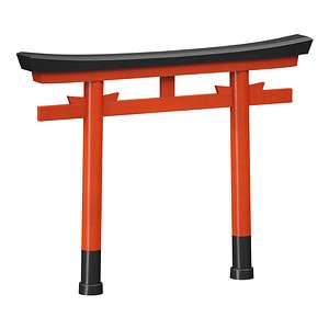 3D Torii Japanese arch sacred gate to a Shinto shrine
