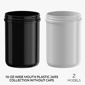 3D 70 oz Wide Mouth Plastic Jars Collection Without Caps - 2 models