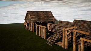 Modular Wood House 30 Assets 3D model