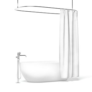 Shower Curtain with Bath Interior Elements 3D model