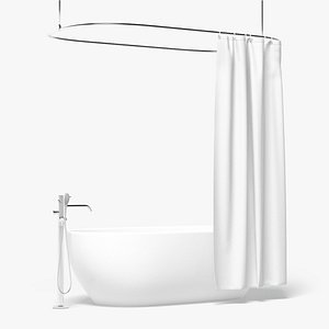 Shower Curtain with Bath Interior Elements