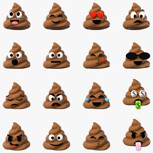 3D Poop Emoji Smiling Set model