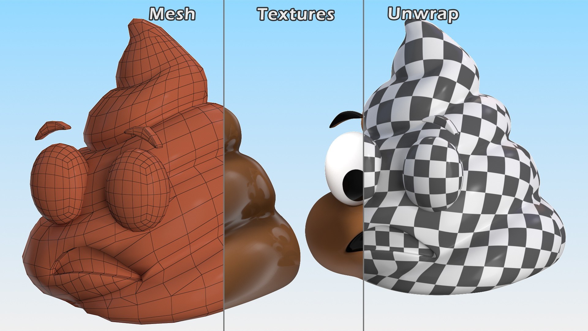 3D Poop Emoji Smiling Set model https://p.turbosquid.com/ts-thumb/Pq/ey7vd6/zB/poopemojismilingset3dsmodel117/jpg/1635427006/1920x1080/fit_q87/79bd771066d60406ec5cb7e7fa2ba951bec9e103/poopemojismilingset3dsmodel117.jpg